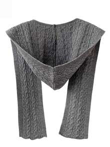 1pc Hooded Scarf Shawl, Knitted Faux Cashmere Multifunctional Poncho, Korean Style