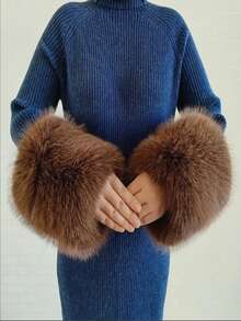 1. Faux Fur Collar & Cuff Set, Warm Faux Fur Scarf, Fluffy Oversized Furry Shawl Wrap For Women In Winter, Suitable For Dresses, Christmas Decoration - Multicolor - View 14