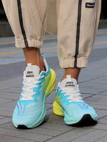 Jifffly 大码男士轻便透气网眼休闲运动鞋，减震碳板跑步鞋 - 綠色 - 查看 6