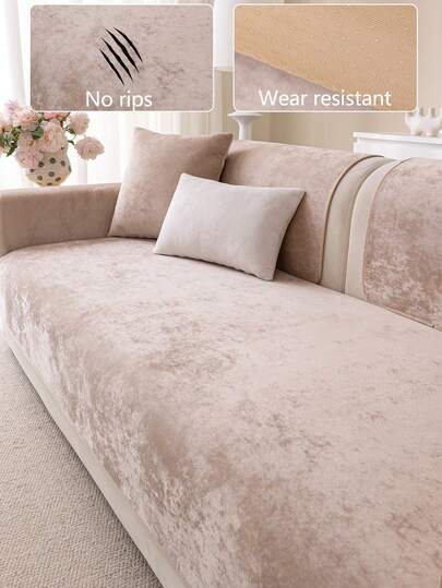 1pc Plush Thickened Warm Sofa Cushion Cover, Modern Minimalist Non-Slip Sofa Seat Pad, Dust-Proof And Washable Sofa Slipcover, Soft And Colorfast, Pet-Friendly Sofa Protector, Adjustable For Corner Sofa, Suitable For Bedroom, Office, Living Room Furniture, L-Shaped Sofa And 1/2/3/4-Seat Sofa