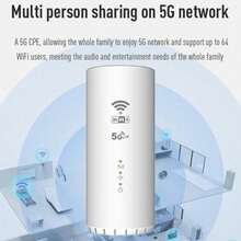 Compact White 5G WiFi Adapter With Cylindrical Design, Multi-Band Support (B1/ B3/ B5/ B7/ B8/ B20/ B38/ B39/ B40/ B41), USB-Powered, SIM/Broadband Dual-Mode - Ideal Home Internet Solution