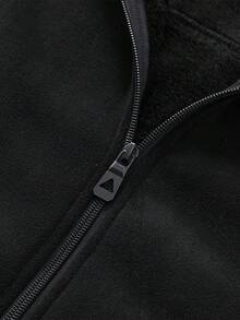 男士保暖内衬拉链背心，无袖户外休闲冬季背心，带拉链口袋，适合徒步、露营、街头穿搭叠穿，黑色 - 黑色 - 查看 9