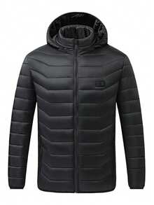 Men's Heated Clothing, Winter Warm Jacket, 21-Zone Multi-Directional Heating System, Recommended For Outdoor Cycling And Skiing, Casual, Fashionable And Popular Style, Winter Warmth, USB Power Supply, Without Power Bank - 黑色 - 查看 13