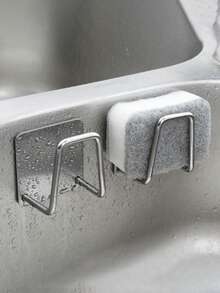 1-4 piezas Estante de esponja de acero inoxidable para cocina, rejilla de drenaje de fregadero sin perforaciones, estante de almacenamiento de esponja desmontable de doble capa, antihongo y antibacteriano, estante de almacenamiento de acero inoxidable - Autoadhesivo resistente, rejilla de secado de fregadero de cocina, gancho de estante de esponja de limpieza