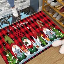 Felpudo con tema navideño, de poliéster, alfombra decorativa para el piso adecuada para la entrada del hogar, sala de estar, dormitorio y cocina