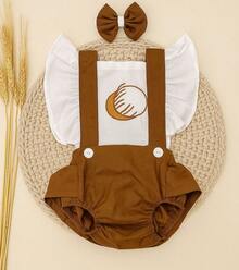 Girl's Overalls Monthiversary Fruit Coconut - 鏽棕色 - 查看 2