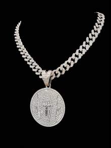 1pc Fashion Creative Cross & Jesus Pendant With 13mm Miami Cuban Chain, Men's Hip Hop Rock Street Style Cross & Jesus Pendant Necklace, Punk Retro Necklace, Suitable For Daily Wear Or Party, Valentine's Day Gift, 2 Chain Options - Silver - View 5