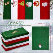 1/3/4 Christmas Decorative Handkerchiefs With Embroidered Santa Claus, Reindeer And Snowman - Kitchen And Bathroom Towels, Household Cleaning Supplies, Holiday Decorations, Seasonal Designs, Durable Fabrics, Popular With Gift Buyers - Multicolor - View 2
