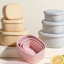 Hộp đựng cơm hình bầu dục nhỏ có nắp, chịu nhiệt, thích hợp cho nhân viên văn phòng - Nhiều màu - Xem 6