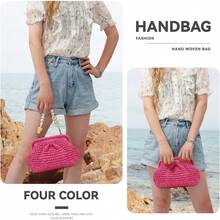Straw Dumpling Clutch Bag - Woven Straw Tote Clutch Purse Women - Summer Beach Bag - Wicker Clutch - Màu be - Xem 9