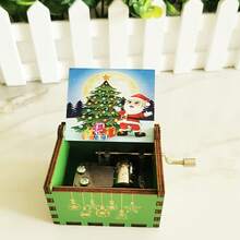 1个圣诞音乐盒，手持音乐盒，木质圣诞音乐盒，迷你复古雕刻音乐盒，圣诞装饰品，新年和圣诞节礼物，男女皆宜 - 彩色 - 查看 17