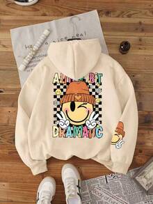 Felpa casual a maniche lunghe con colore unito per ragazze adolescenti, felpa oversize carina, adatta per primavera/autunno, ritorno a scuola, uso quotidiano, cerimonia di laurea, adatta per insegnanti - Albicocca - Visualizzare 1