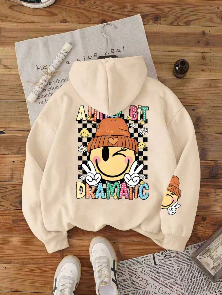 Felpa casual a maniche lunghe con colore unito per ragazze adolescenti, felpa oversize carina, adatta per primavera/autunno, ritorno a scuola, uso quotidiano, cerimonia di laurea, adatta per insegnanti - Albicocca - Visualizzare 1