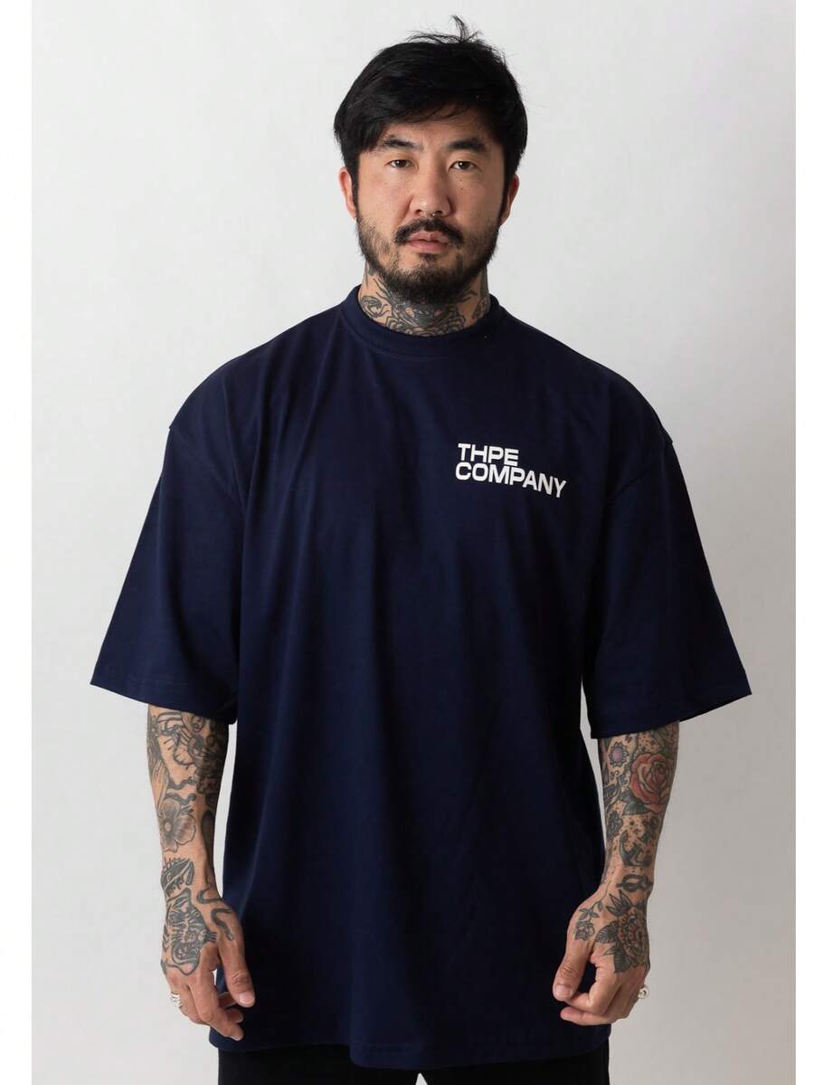 Oversized Company T-Shirt - Navy Blue - View 1