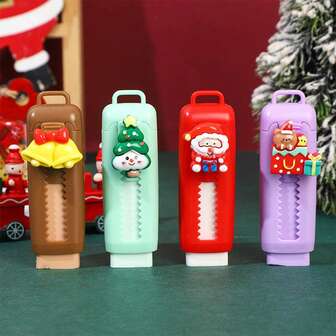 4 件/1 件圣诞小礼物，可伸缩可爱卡通橡皮擦，圣诞袜填充物，圣诞礼品袋填充物