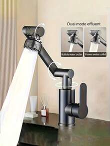 Mechanical Swing Arm Basin Faucet, Plastic Shell, Metal Body, 360° Rotatable; Single Handle Hot And Cold Adjustable, Suitable For Bathroom Basin, Bathtub, And Kitchen With Anti-Splash. Bathroom Hardware Accessory, Compatible With Various Washbasins, Great Gift For Halloween, Christmas, And New Year. - Multicolor - View 2