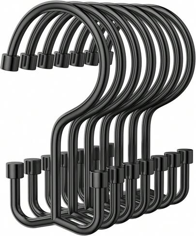 OEH Shower Curtain Hooks, 12 Pcs Shower Curtain Rings, Durable Silver Shower Curtain Hooks Rust Proof, Shower Rings Curtain, Sliding Anti-Drop Double Shower Hooks Shower Curtain,