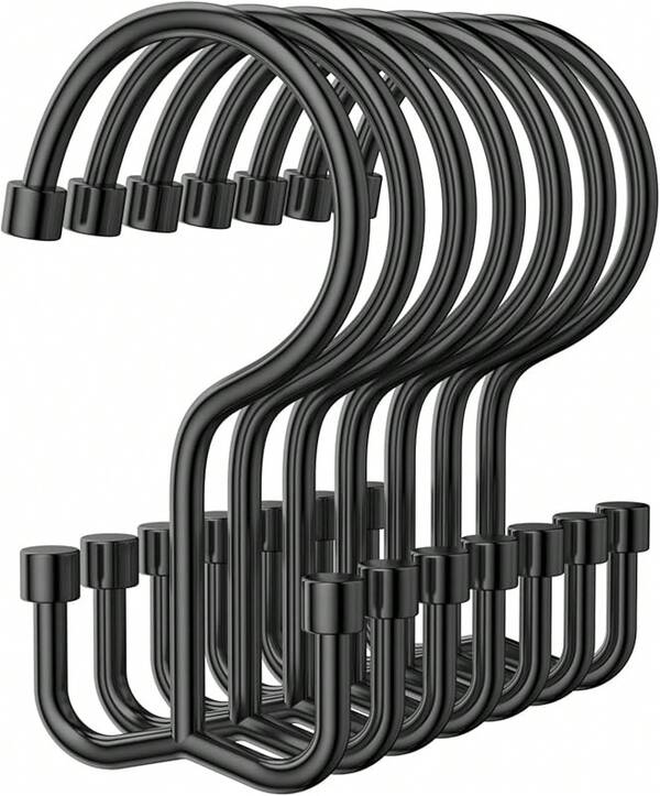 Shower Curtain Hooks, 12 Pcs Shower Curtain Rings, Durable Silver Shower Curtain Hooks Rust Proof, Shower Rings Curtain, Sliding Anti-Drop Double Shower Hooks Shower Curtain,