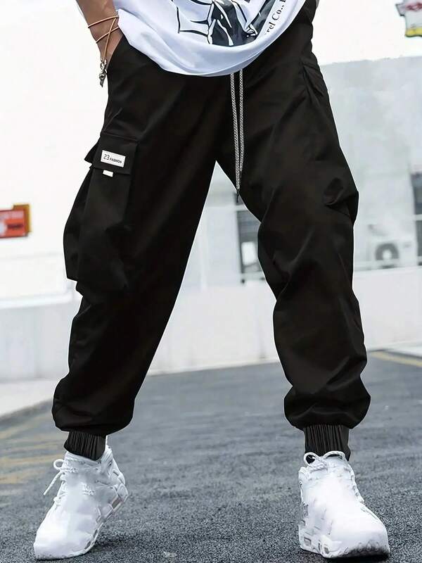 Plus Size Men's Drawstring Waist Cargo Pants