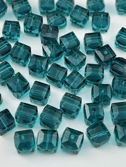 40pcs 8mm Cube Crystal Glass Beads For Jewelry Making, Faceted Square Crystal Glass Spacer Beads For Bracelet, Earring, Necklace DIY Crafts