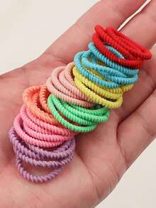 50 piezas de gomas de pelo elásticas doradas de 3 mm, gomas de pelo sin costuras con brillo, accesorios básicos para el cabello, gomas de pelo y gomas de pelo, cuerda para el cabello, accesorios para coleta, ropa de gimnasio, deporte, carrera, bandas de goma, scrunchies, festival, fiesta - Multicolor - Ver 3