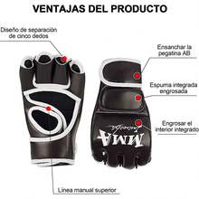 masoe Guantes de Box, Guantes, Medio Dedo, Ajustable, Amortiguación, Guantes de Muay Thai/Kick Boxing, Combate, Entrenamiento, Ideales para Ninos, Adulta, Uso Diario en Gimnasio - Adultos - Ver 2