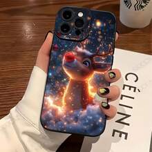 Neue frische und schöne heilende Sternen-Schneeflocken süße Weihnachts-Hirsch kreative heiß verkaufte Handyhülle - geeignet für iPhone 17 Air/17/16E/7/8/Xr/Xs/X/11/12/13/14/15/16/Pro/Pro Max/Plus, stoßfest und vollständiger Schutz für das Telefon, ein Geschenk für Freunde - Antikweiß - View 6