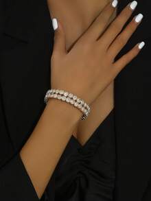 3 件套时尚性感多层水钻项链、耳环、手链、新娘珠宝配饰、短项链、圣诞礼物