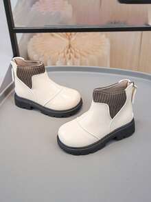 1 Paar Kinder PU-Leder wasserdichte, bequeme, vielseitige, leichte und strapazierfähige Lässig Stiefel für Innen und Außen, Herbst/Winter - Beige - Übersicht 3