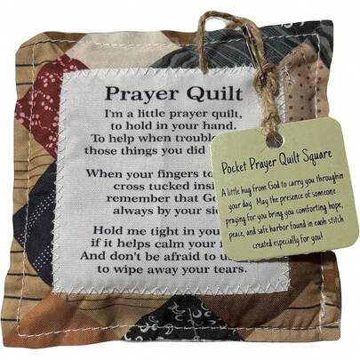 Vintage Prayer Quilt Square With Inside Design, Handmade Quilt, Random Color