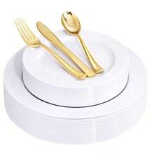 50/25/7/1pc White Solid Color Plates, Food Trays, Fruit Salad Plates, Dinner Plates, Dishwasher Reusable Salad Tableware, Suitable For Wedding Decor, Christmas Decor, Birthday Party, Family Gathering, Outdoor Team Building, School, Restaurant And Kitchen Party Supplies, Household & School Seasonal Gifts