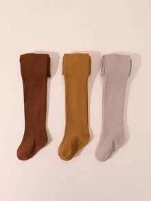 Bộ 3 quần legging trơn màu cho bé gái, thích hợp mặc hàng ngày - Nhiều màu - Xem 3