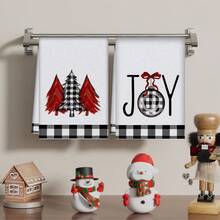 2/4 pièces Set Serviettes de Noël, Joyeux Noël, Serviettes de Cuisine Super Absorbantes, Séchage Rapide, Serviettes Imprimées en Polyester, Chiffons de Nettoyage de Cuisine, Chiffons, Fournitures de Cuisine. Cadeau de Noël!