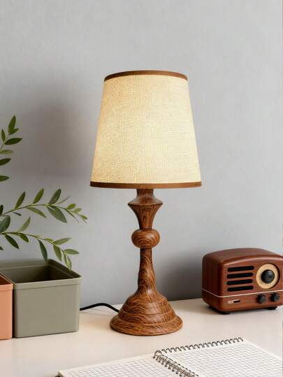 1pc Wooden Texture Decorative Table Lamp, Suitable For Living Room, Study, Hotel Bedside, Outdoor Camping, Eid Festival Gift, Bedroom, Reading, Children, Decoration, Pregnancy, Sensor, Prayer Corner, Italian Style, Minimalist, European, Chinese Style, French Style, Modern Arabic, Minimalist Islamic Design, Oasis Mixed Style