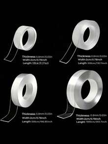 لفة شريط لاصق شفاف ثنائي الجوانب قابل لإعادة الاستخدام قوي ومتعدد الاستخدامات مقاوم للماء - مناسب للمنزل والمطبخ والمكتب والسيارة، شريط لاصق ثنائي الجوانب قوي للغاية، شريط لاصق شفاف مقاوم للماء للمطبخ والحمام والورشة، شريط لاصق ثنائي الجوانب قوي وخالي من الآثار، متعدد الاستخدامات ويمكن قصه