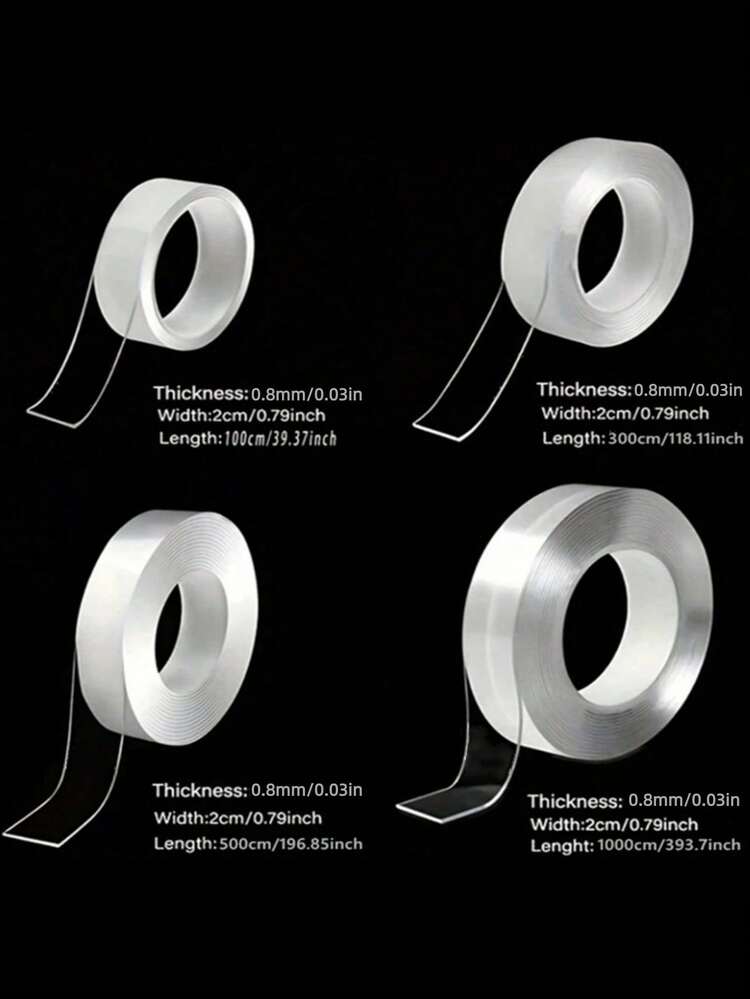 1 Roll Of Transparent Double-Sided Tape Reusable Strong Sticky Multi-Purpose Waterproof Transparent Double-Sided Tape - Suitable For Home, Kitchen, Office And Car Super Strong Double-Sided Tape Super Strong Tape Tape Waterproof Transparent Tape Kitchen Bathroom Workshop Strong Traceless Double-Sided Tape Multi-Scene Use Can Be Cut - Clear - View 6