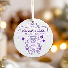 First Christmas Married Ornament, Just Married Car Ornament, Personalized Wedding Gift, CouplesOrnament 2025, Custom Gift For Bride Groom