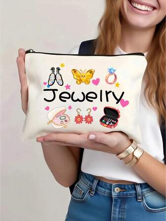 Jewelry Organizer Bag For Women, Elegant Zippered Travel Makeup Bag, Lightweight Portable Cosmetic & Toiletry Pouch For Accessories, Pens, Medicines, Ideal Christmas Gifts For Women Travel Essentials