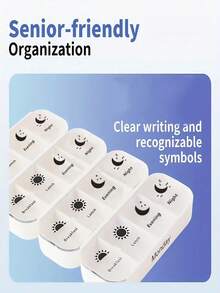 7 天大容量便携式药丸收纳盒，带可拆卸每日隔层 - 上午、中午、晚上、睡前每周用药计划，Whiteod-Safe PC 材质，每日药丸收纳盒 | 现代药盒 | 聚碳酸酯，药丸盒 - 彩色 - 查看 4