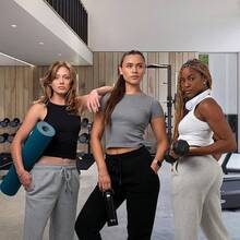3 Pack Women's Wide Leg Sweatpants Workout And Yoga (Plus Sizes Available) ZQZF - Hitam / Abu-abu Muda / Abu-abu Sedang - View 2