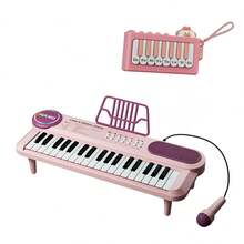 适合女孩的婴儿粉色钢琴玩具，37 键音乐键盘，多功能音乐玩具，麦克风和便携式迷你钢琴键盘，适合 1-3 岁幼儿的玩具钢琴，适合女孩的音乐钢琴，适合 2 3 4 岁男孩女孩的早期教育生日礼物