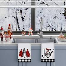 2/4 pièces Set Serviettes de Noël, Joyeux Noël, Serviettes de Cuisine Super Absorbantes, Séchage Rapide, Serviettes Imprimées en Polyester, Chiffons de Nettoyage de Cuisine, Chiffons, Fournitures de Cuisine. Cadeau de Noël!