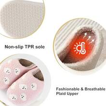 Cozy Plush Halloween Pumpkin Slippers, Non-Slip Fluffy Design - Pink Ghost - View 3