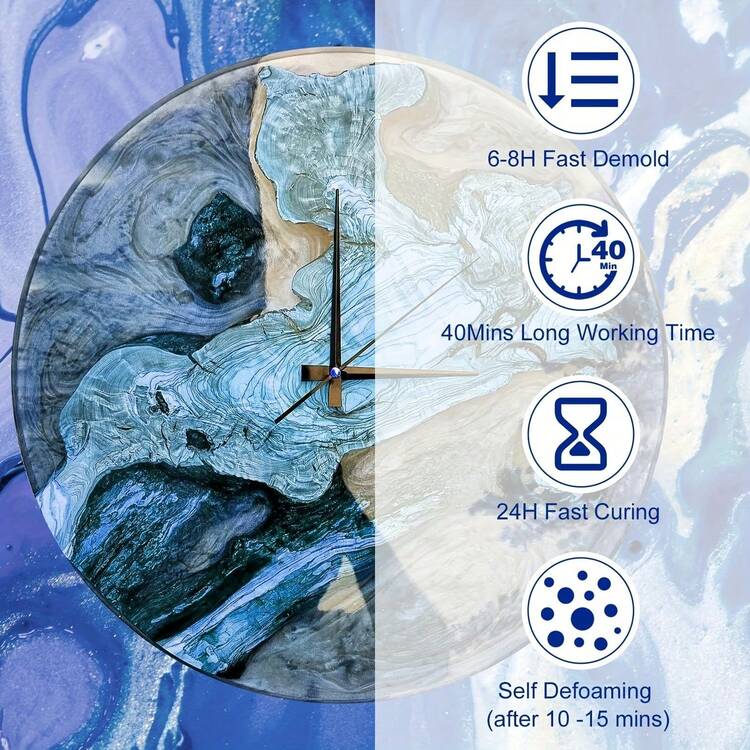 1000ml 环氧树脂，晶莹剔透的环氧树脂套装 - 不发黄无气泡艺术树脂，适用于艺术工艺品、珠宝制作、木材和树脂模具 - 黑色 - 查看 4