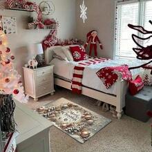 1pc Merry Christmas Flannel 2D Pattern Printing Doormat, Washable, Non-Slip Rectangular Mat With Cedar Tree And Ornament Design, Suitable For Entryway, Kitchen, Living Room, Bedroom, Bathroom - Holiday Home Decor, Christmas Decoration. Actual Item Is Smaller Than Picture. May Be Certain Color Difference.