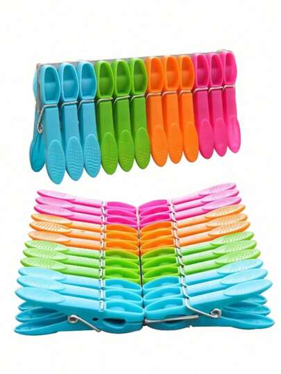 24/48 piezas de pinzas de tela, pinzas, pinzas de ropa, pinzas de plástico coloridas de 73 mm y pinzas para calcetines, pinzas de plástico, pinzas de gran resistencia con resortes, pinzas de gran resistencia para la colada, juego de pinzas de ropa para secado al aire, pinzas para toallas, pinzas de resorte, pinzas para toallas de playa. Adecuado para ropa, toallas y calcetines (colores aleatorios)