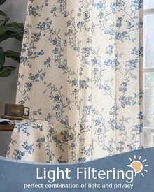 2 Pcs Beautiful Floral Design Sheer Curtains, Softness Cozy Privacy Curtains, Great Quality Elegant Vintage Gorgeous Curtains, Pretty Colors And Well Made Lightweight Curtains - 藍色 - 查看 5
