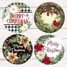 4 piezas/8 piezas Posavasos con tema navideño, posavasos absorbentes con estampado navideño para café, cocina, mesa, habitación, decoración de bar, regalo navideño - Multicolor - Ver 1