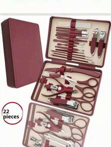 22/28/42pcs Premium Stainless Steel Manicure Set, Nail Clipper, Nail File, Cuticle Nipper, Eyebrow Scissors, Personal Care Tools, Gift Box, Suitable For Men And Women