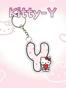 Sanrio 1 Hello Kitty Acrylic Keychain, 26 English Letters, Girl's Keychain With Various Cartoon Patterns Of Hello Kitty, Cute Bag Pendant, Car Keychain, Spelling Pendant, Perfect Birthday Gift, 2D Tablet, Winter Christmas Gift, Holiday Gift, Keychain, Cute Bag Pendant, Pen Bag Pendant. - Multicolor - View 4